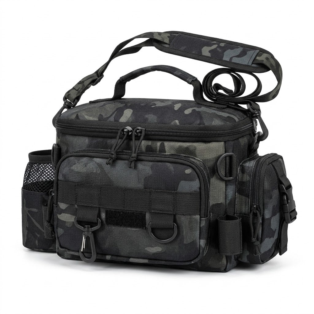Bolsa De Pesca Tática Multifuncional Impermeável Com Suporte Para Vara