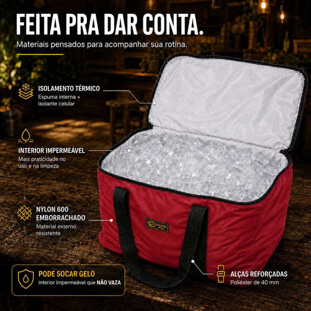 Bolsa Térmica 40 Litros Impermeável Grande Para Praia, Camping, Churrasco E Viagens