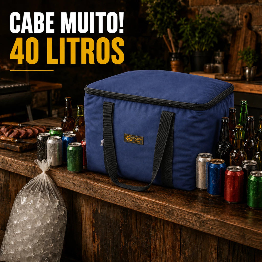 Bolsa Térmica 40 Litros Impermeável Grande Para Praia, Camping, Churrasco E Viagens