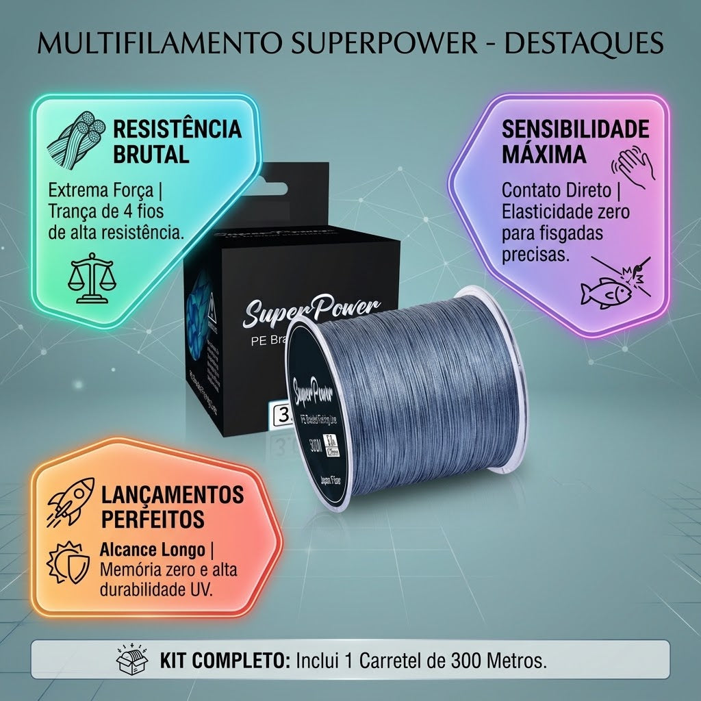 Linha De Pesca Multifilamento 300m Super Resistente 4 Fios