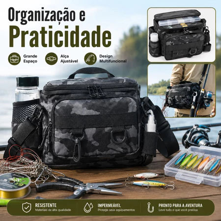 Bolsa De Pesca Tática Multifuncional Impermeável Com Suporte Para Vara