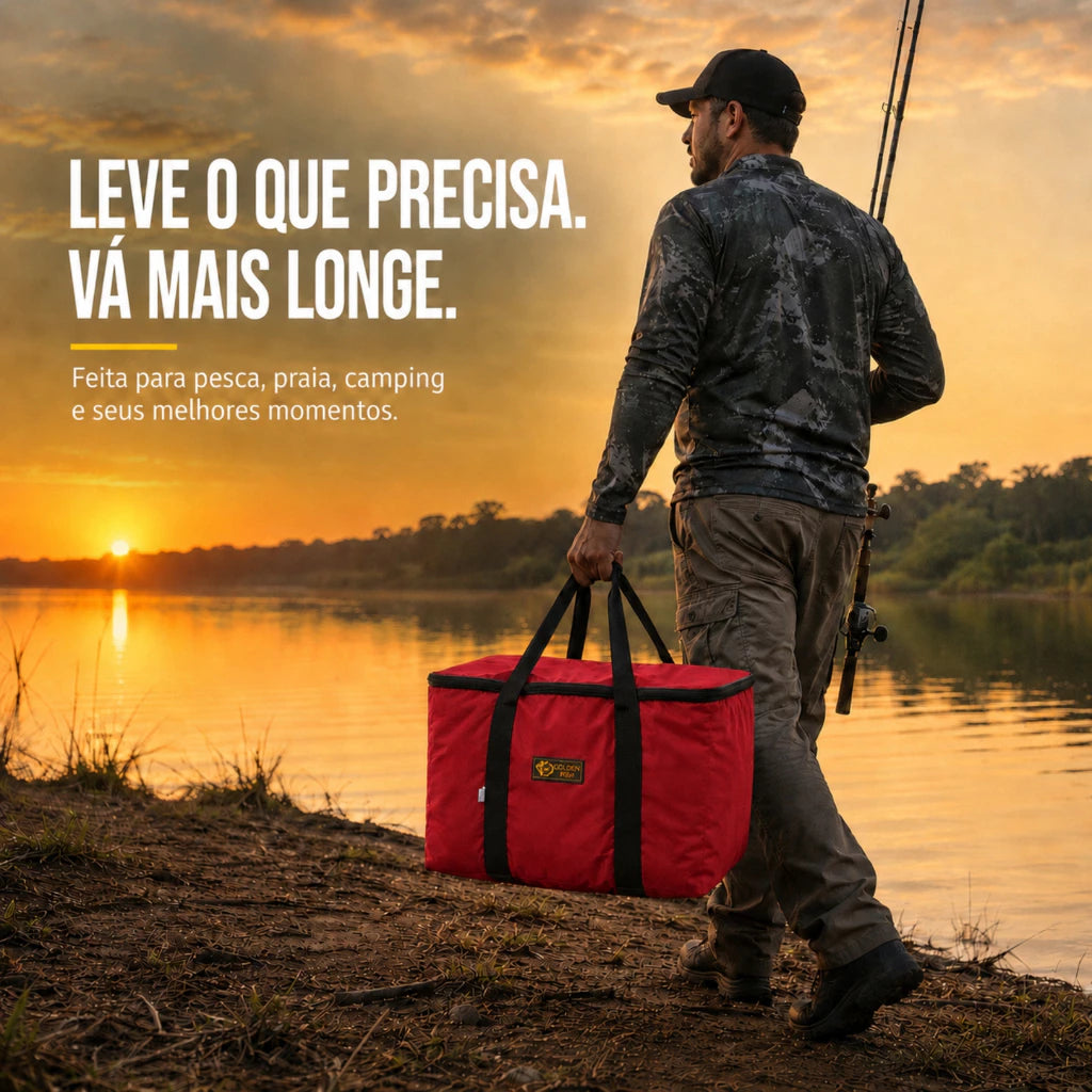 Bolsa Térmica 40 Litros Impermeável Grande Para Praia, Camping, Churrasco E Viagens