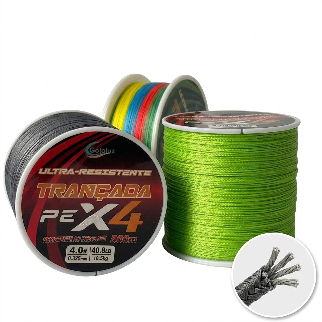 Linha de Pesca Multifilamento 4X Max 100m Verde 4 Fios Alta Resistência