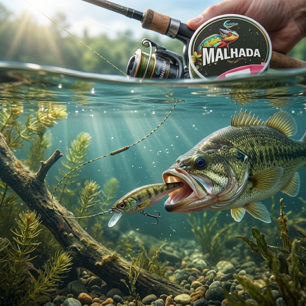 Linha de Pesca Camuflada Invisível Fluorocarbono Nylon 500m