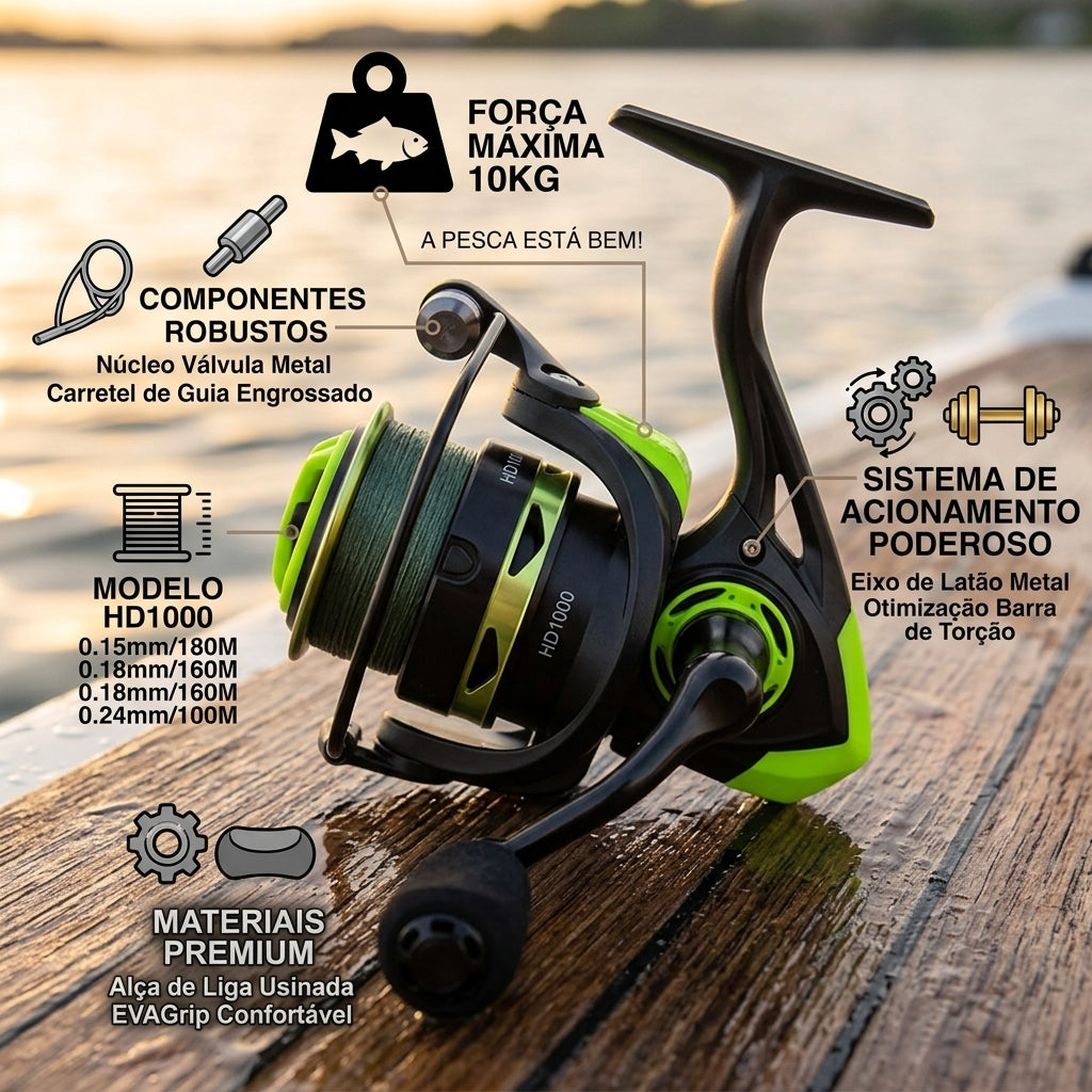 Molinete De Pesca 1000 A 7000 5.2:1 Drag 10kg Com Cabo EVA