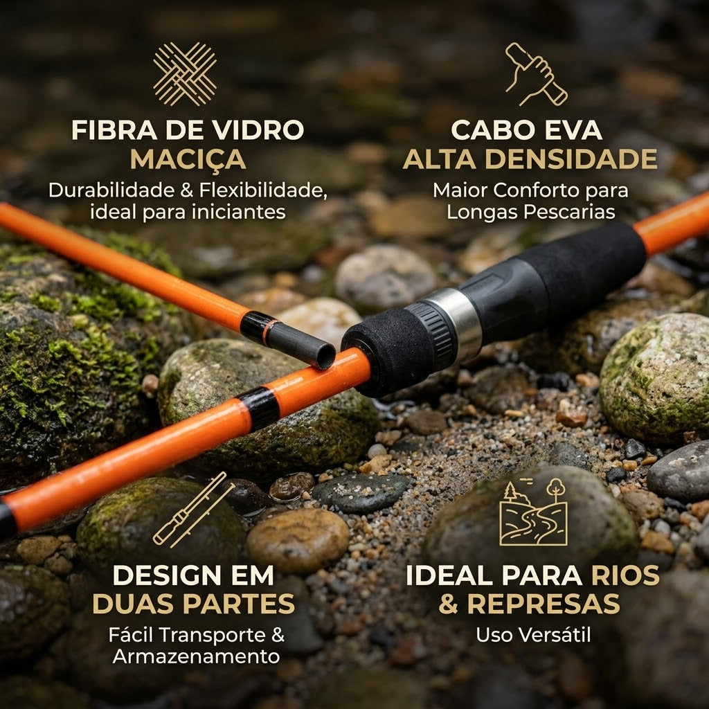 Vara De Pesca Kara 1,50m A 1,80m Fibra De Vidro Maciça Albatroz Fishing